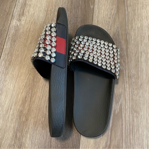 Gucci Black Crystal-embellished Slides - Picture 3 of 8